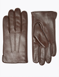 M&S Leather Gloves with Thermowarmth Brown