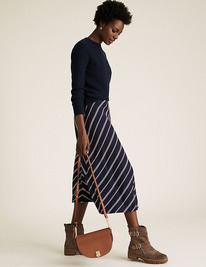 M&S  Jersey Striped Skater Skirt