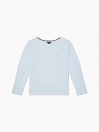 TH TEXTURED V-NECK SWEATER Breezy Blue