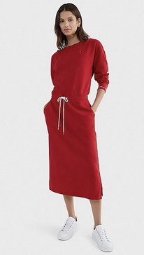 TH SOLID MIDI SWEATSHIRT DRESS Chili Pepper