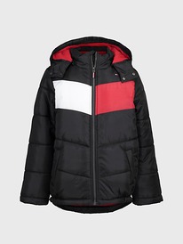 TH BIG KIDS HOODED CHEVRON PUFFER Jet Black  
