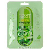 ��������� ����� � ���������� �������� ��� Green Tea Real Ampoule Mask Jigott, ��