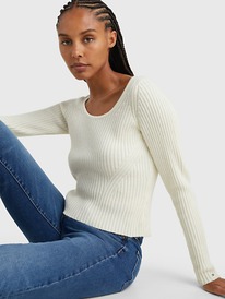 TH 25% ������� MONOGRAM RIBBED SWEATER Ecru