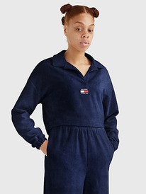 TH VELOUR BADGE LOGO CROPPED POLO Twilight Navy