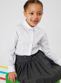 Tuclothing White Pleated Easy Iron School Blouse 2 Pack ���