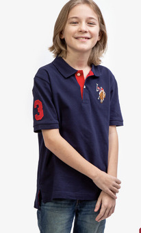 U.S. Polo Assn BOYS MULTI COLOR LOGO PIQUE POLO SHIRT CLASSIC NAVY