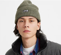 LS  ESSENTIAL RIBBED BATWING BEANIE Dull Green - Green