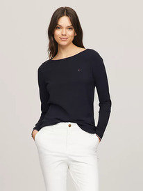 TomH  Solid Boatneck Sweater Navy