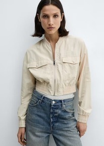 Mangooutlet Chaqueta bomber bolsillo Crudo