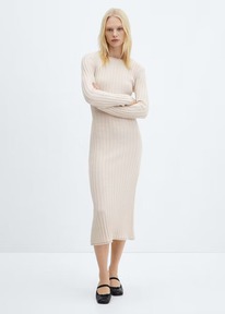 Mangooutlet Vestido punto canal Arena