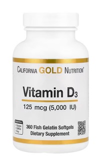 California Gold Nutrition,  D3, 125  (5000 ), 360   