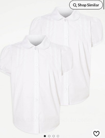 Asda White Girls Pintuck School Blouses 2 Pack ���