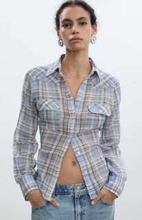 Mangooutlet Camisa algodn cuadros Azul