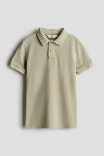 �� Cotton piqu polo shirt Light khaki green