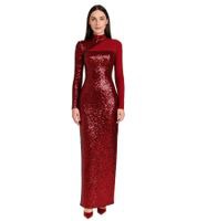 outlet46 Damen Pailletten-Kleid mit Netzeinsatz Langarm-Kleid mit Stehkragen Par