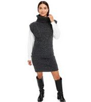 outlet46 Damen Strick-Kleid mit Rollkragen Pullover-Kleid im Zopfmuster 964128 G