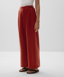 oysho Dunkelrot Weite, gerade geschnittene Hose mit Wickeloptik aus 100 % Leinen